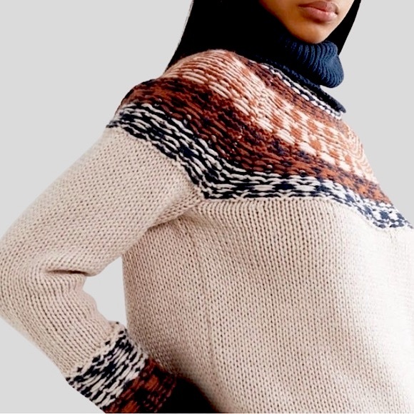 Madewell Wool-Blend Fuzzy Fair Isle Turtleneck Sweater Sz. Medium - Picture 8 of 9